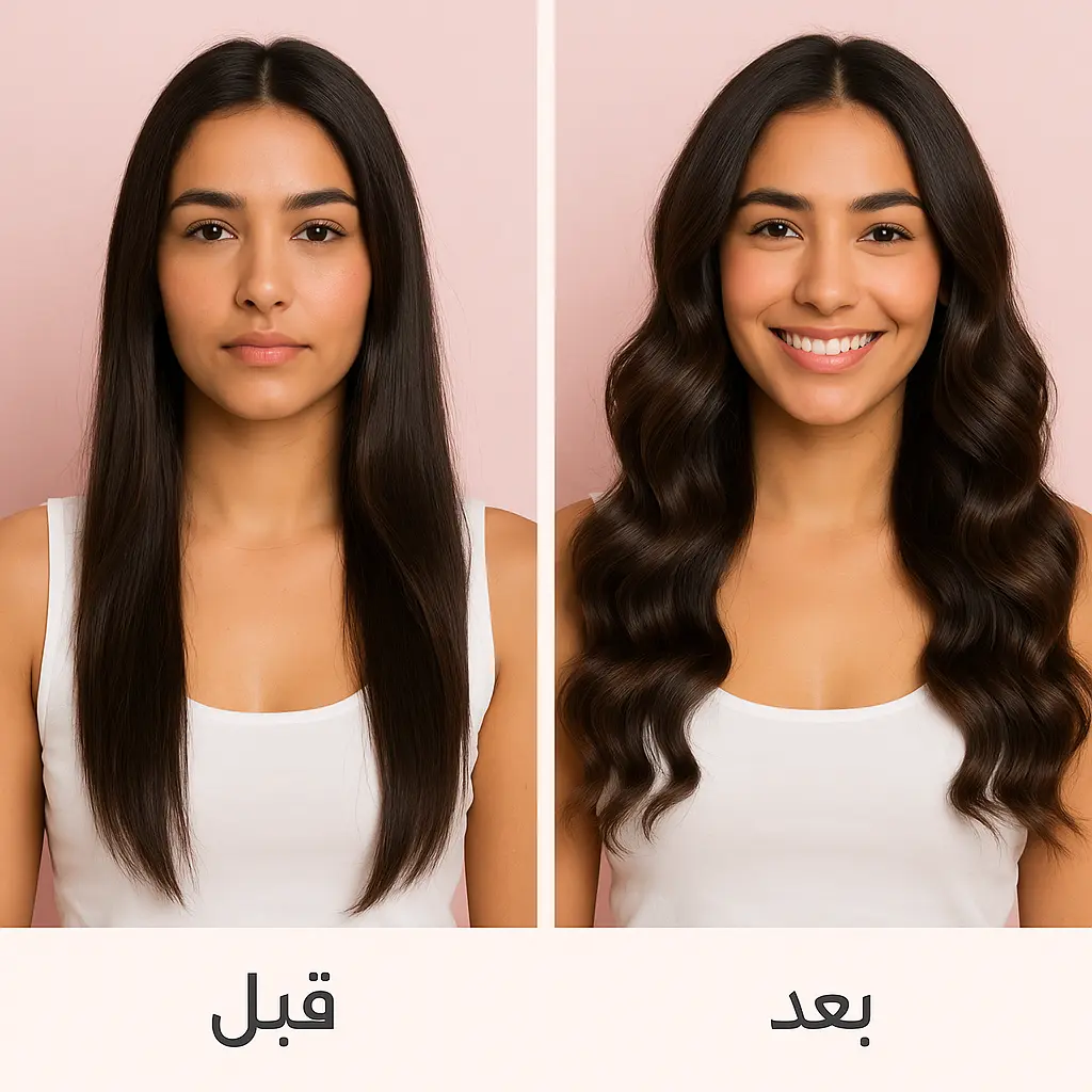 قبل وبعد استخدام أداة التمويج